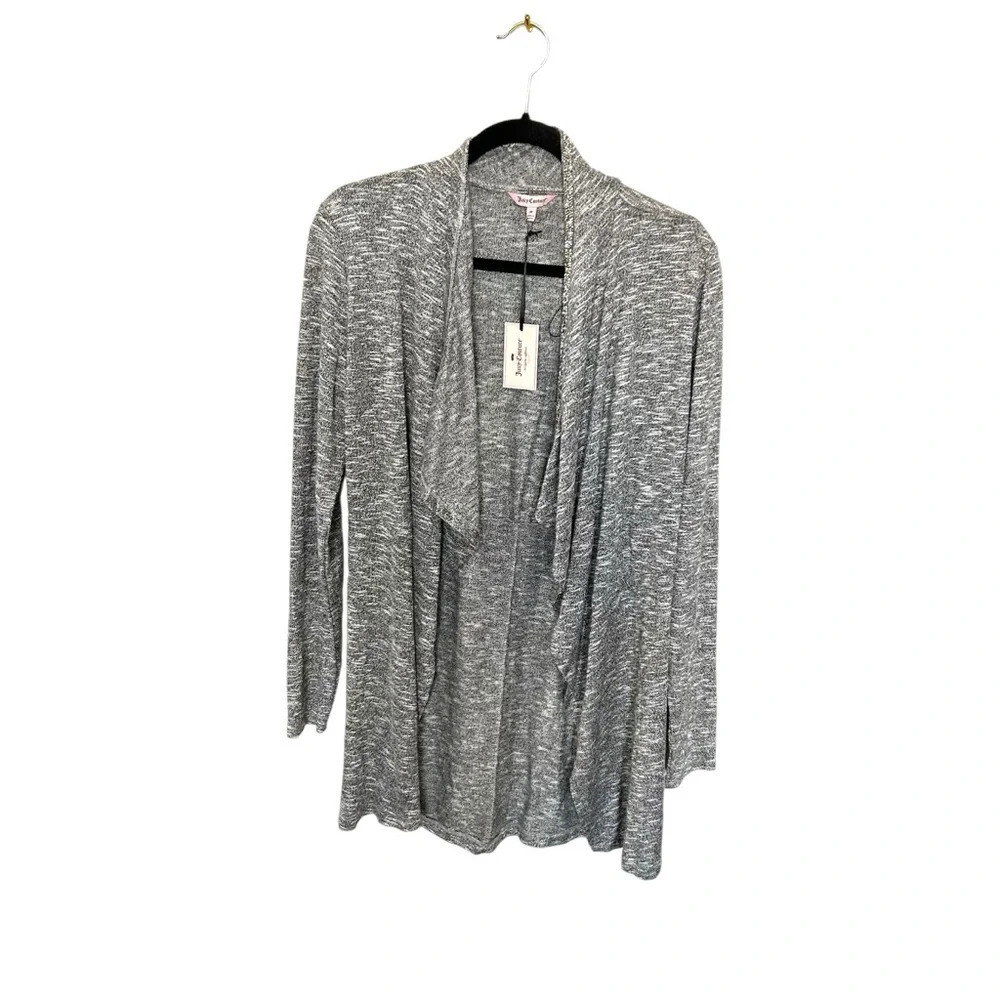 NWT Juicy Couture Rhinestone Embellished Draped Open Cardigan Grey Size M